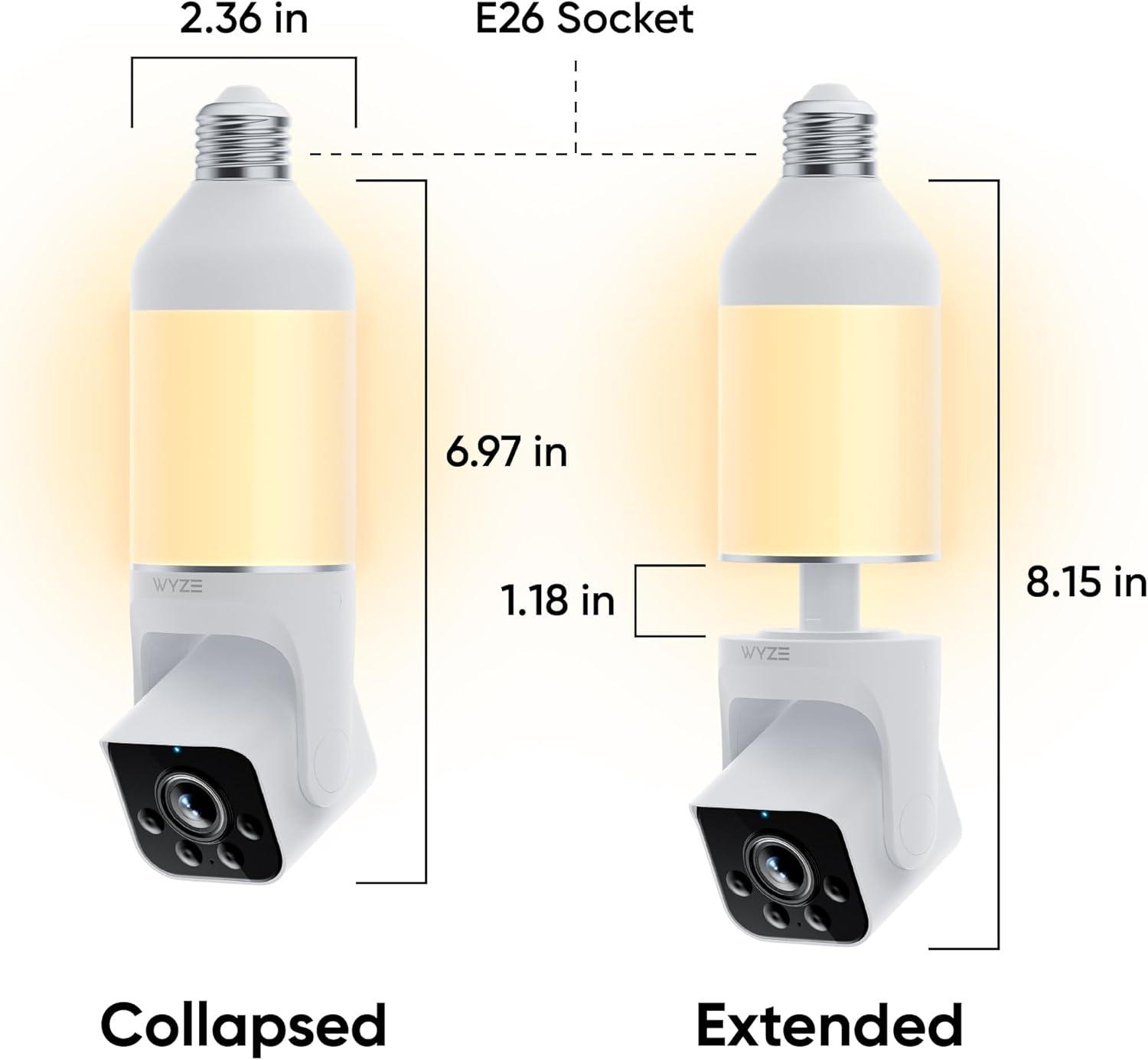 imageWYZE Bulb Cam Security Camera 2K HD Outdoor Light Bulb Camera Color Night Vision Dimmable LED Bulb Motion Detection Siren Alarm Works wAlexaGoogle Assistant Free Expert SupportBulb Cam Only