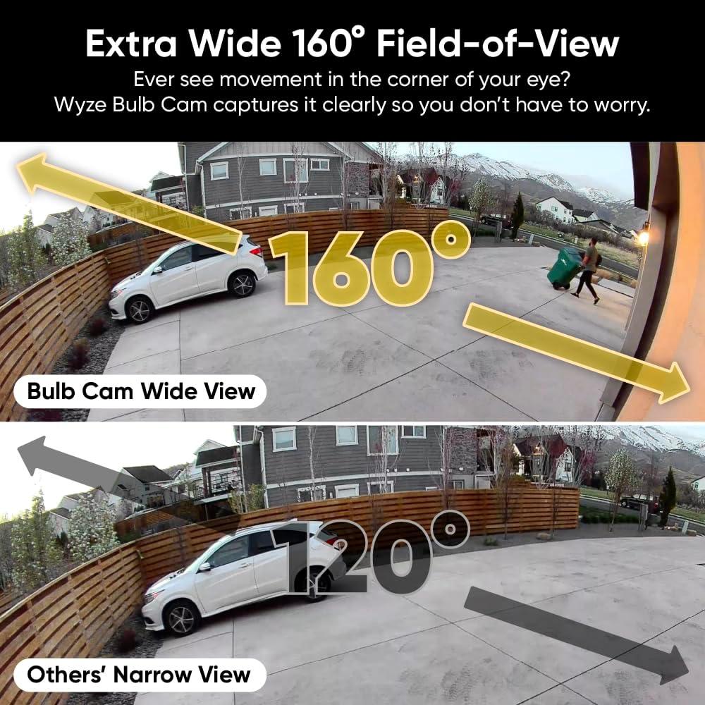 imageWYZE Bulb Cam Security Camera 2K HD Outdoor Light Bulb Camera Color Night Vision Dimmable LED Bulb Motion Detection Siren Alarm Works wAlexaGoogle Assistant Free Expert SupportBulb Cam Only