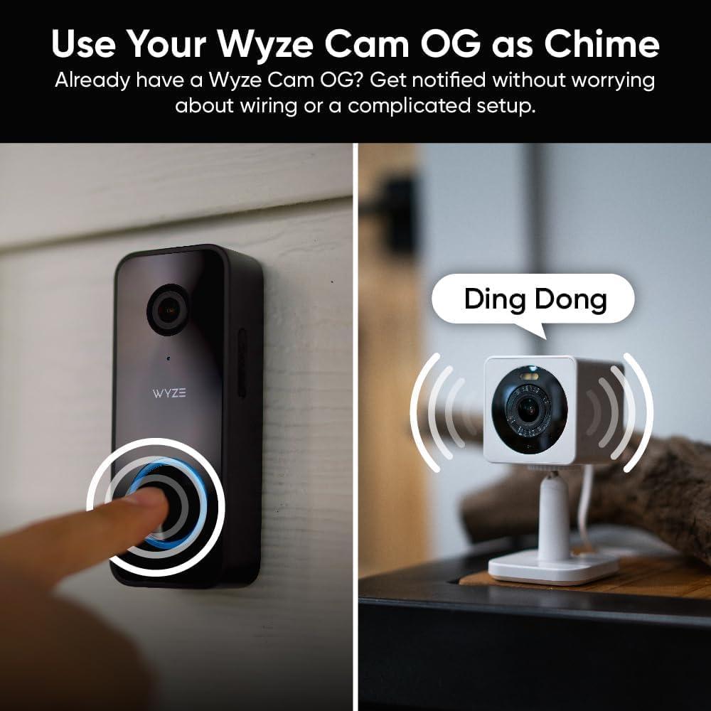 imageWYZE Wired Doorbell Camera v2existing doorbell Wiring Required 2K Security Video Doorbell Color Night Vision 2Way Audio Package Monitor Works with Alexa amp Google Assistant Free Expert SetupDoorbell v2