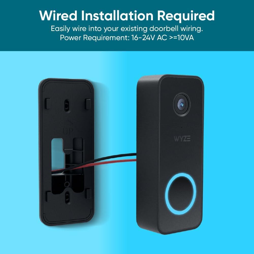imageWYZE Wired Doorbell Camera v2existing doorbell Wiring Required 2K Security Video Doorbell Color Night Vision 2Way Audio Package Monitor Works with Alexa amp Google Assistant Free Expert SetupDoorbell v2