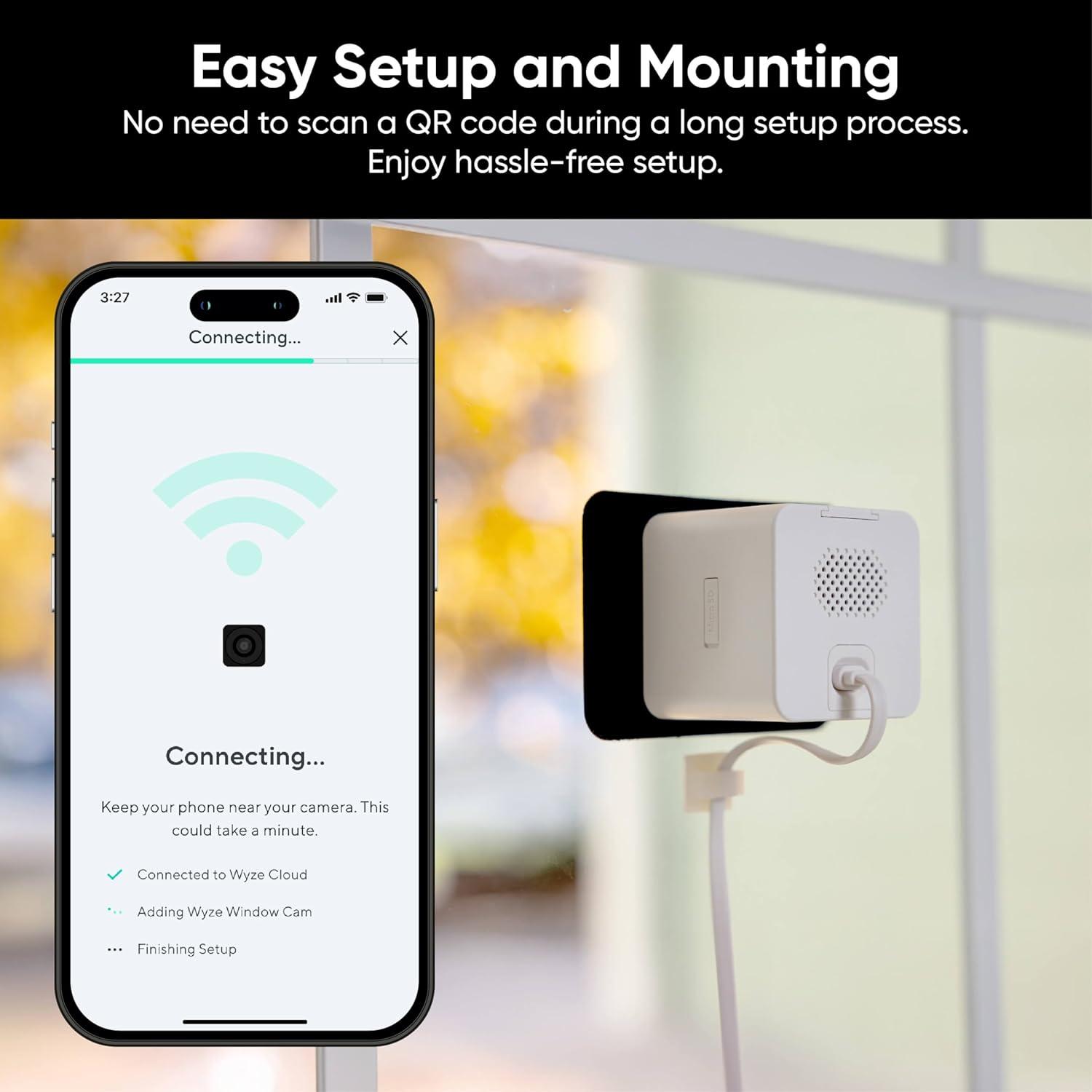 imageWyze Window Camera WiFi Indoor HD Home Security Camera Upgraded Color Night Vision AntiGlare AIPowered Motion Detection Easy amp Quick Setup 247 Recording Works wAlexa amp Google