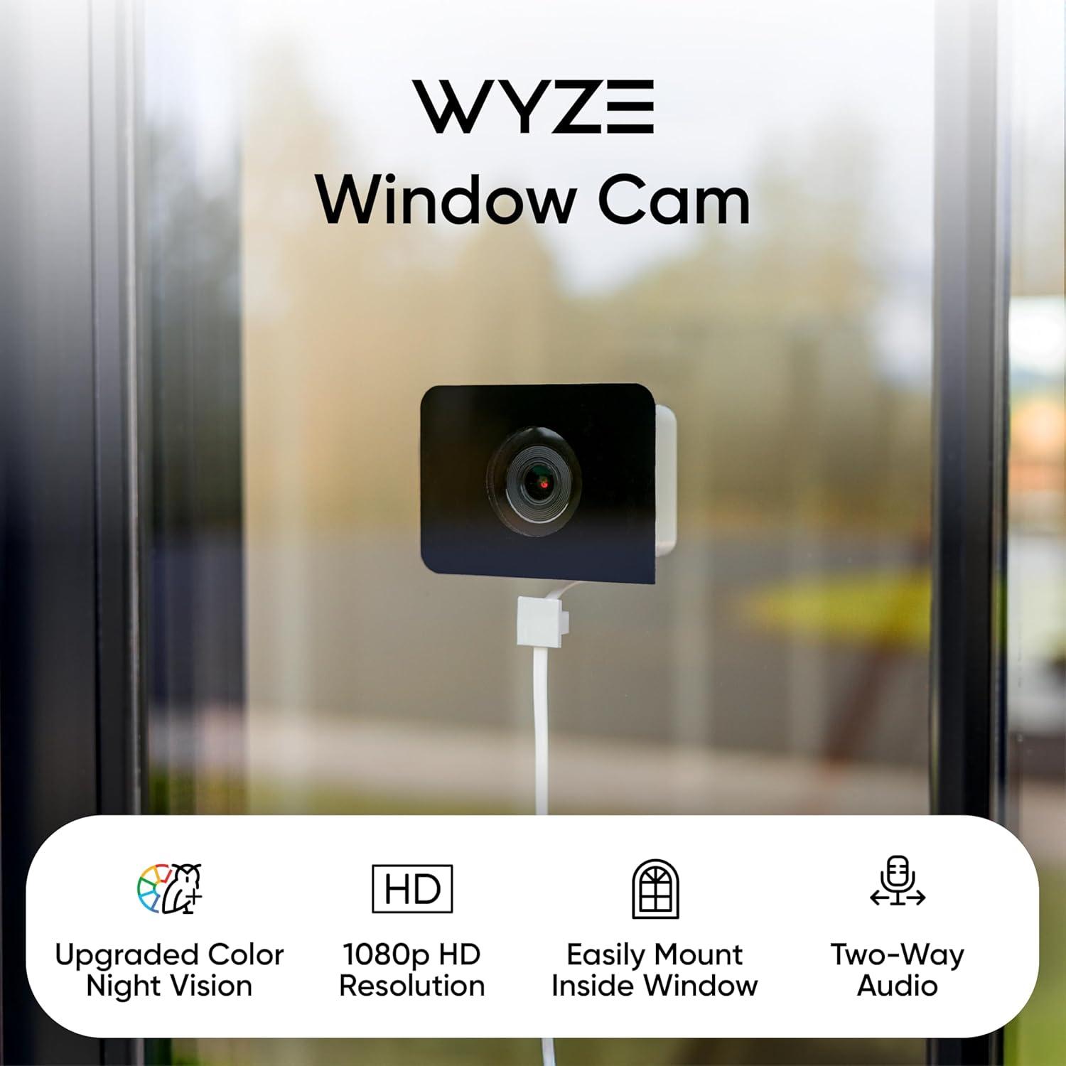 imageWyze Window Camera WiFi Indoor HD Home Security Camera Upgraded Color Night Vision AntiGlare AIPowered Motion Detection Easy amp Quick Setup 247 Recording Works wAlexa amp Google