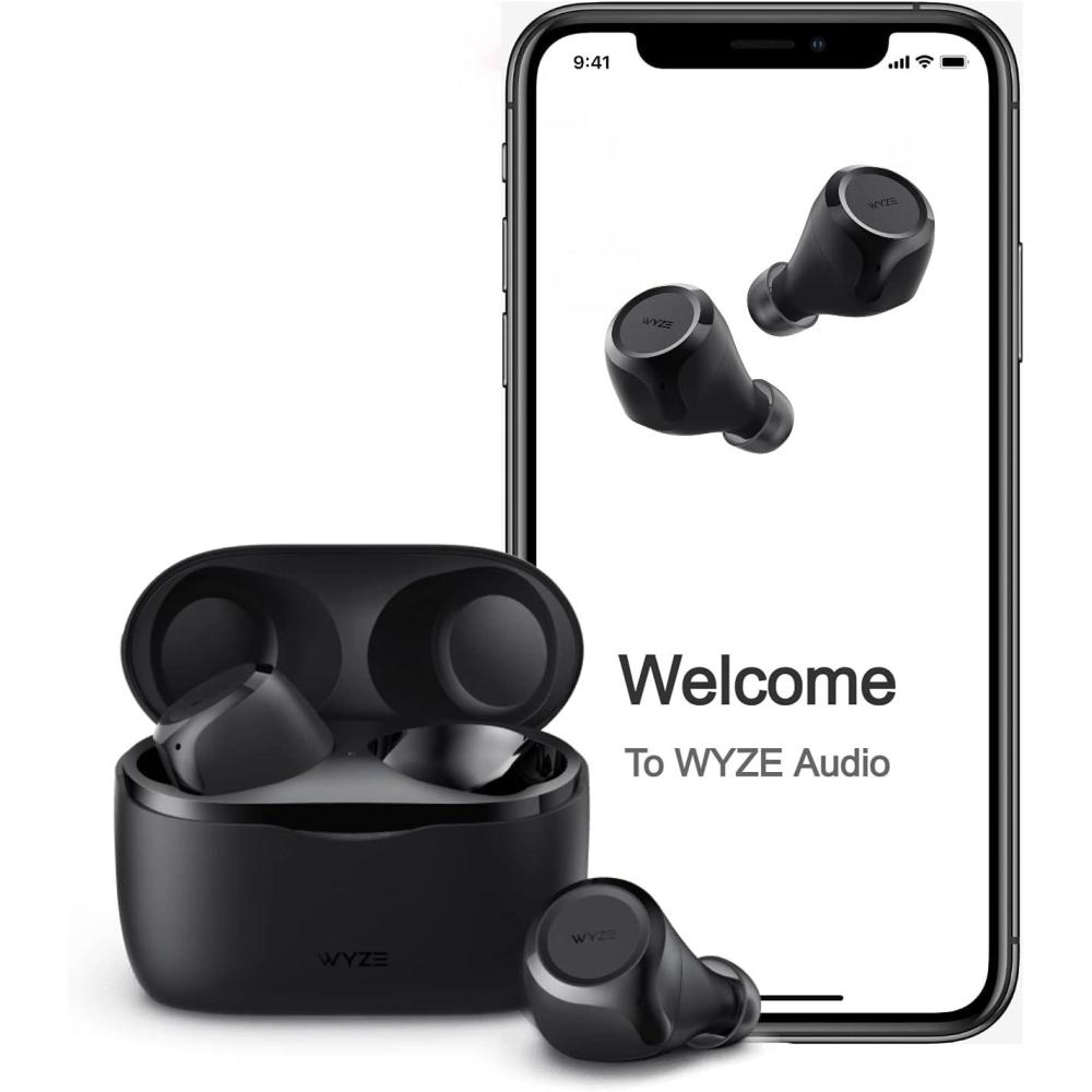 imageWYZE Wireless Earbuds 50 Bluetooth Headphones with IPX5 Sweat Resistance 30 dB Noise Reduction4 VoiceIsolating Mics Alexa Builtin True Wireless EarbudsCharging Case WorkoutSports
