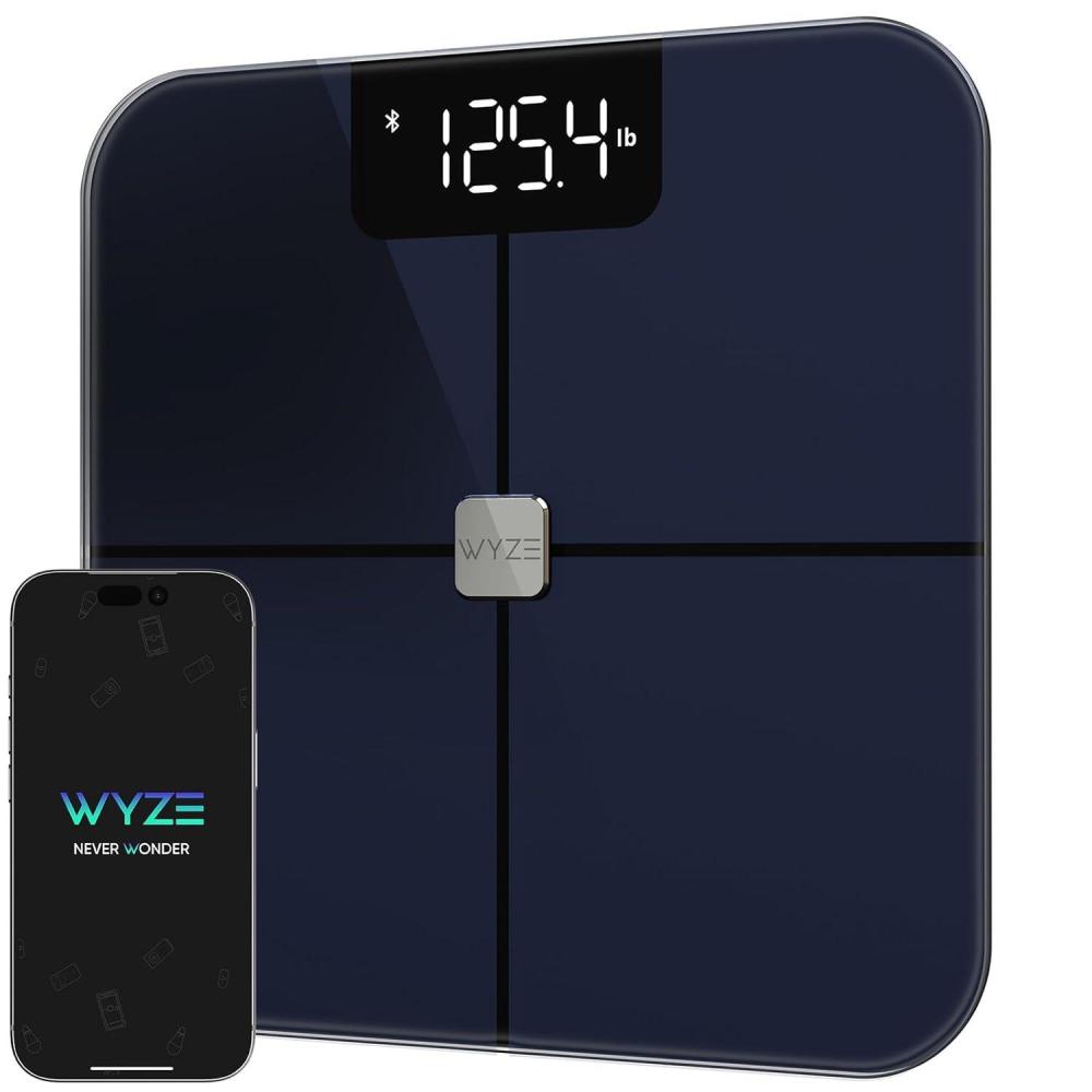 imageWyze Smart Scale Scale for Body Weight Digital Bathroom Scale for Body Fat BMI and Heart Rate Body Composition Analyzer with App Batteries Included Bluetooth 400 lb BlackWyze Scale Black