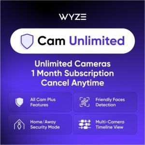 Wyze Security Plan – Cam Plus | 1 Camera | 1 Month Subscription. AI features | Smart Detection for Person, Pet, Package, Vehicle and Glass Break | Security Surveillance and Monitoring | Rolling 14 Days Event Video Recording | Activation Required | Cancel Anytime(1 Month  Unlimited Cameras)
