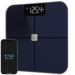 Wyze Smart Scale, Scale for Body Weight, Digital Bathroom Scale for Body Fat, BMI, and Heart Rate, Body Composition Analyzer with App, Batteries Included, Bluetooth, 400 lb, Black(Wyze Scale Black)