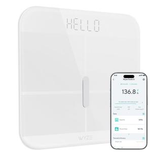 Wyze Smart Scale X – Digital Bathroom Scale for Body Weight, BMI, Body Fat, Muscle Mass, Heart Rate Monitor | ITO Glass & LED Backlight | Batteries Included, 400 lbs (White)(Wyze Scale X White – FSA/HSA Eligible)