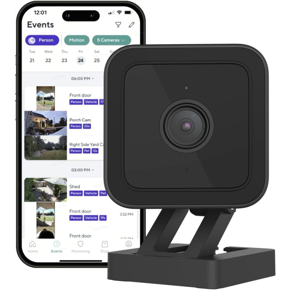 imageWYZE Cam v3 with Color Night Vision Wired 1080p HD IndoorOutdoor Video Camera 2Way Audio Works with Alexa Google Assistant and IFTTTBlack