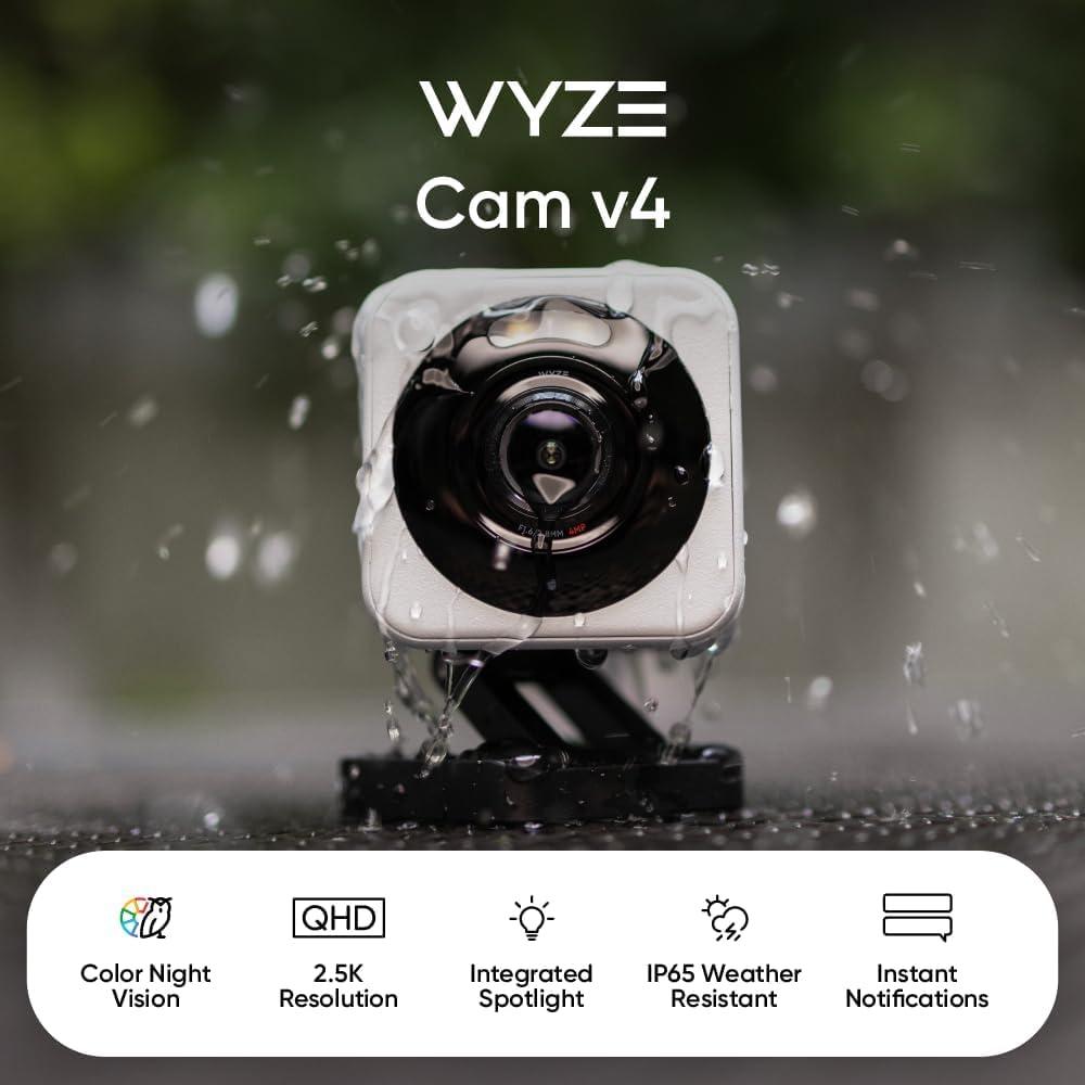 imageWYZE Cam v4 Latest Model 25K AI Security Camera IndoorOutdoor Cameras for Home Security Baby Monitor amp Pet Camera Vibrant Color Night Vision No Subscription Required Free Expert HelpGrey