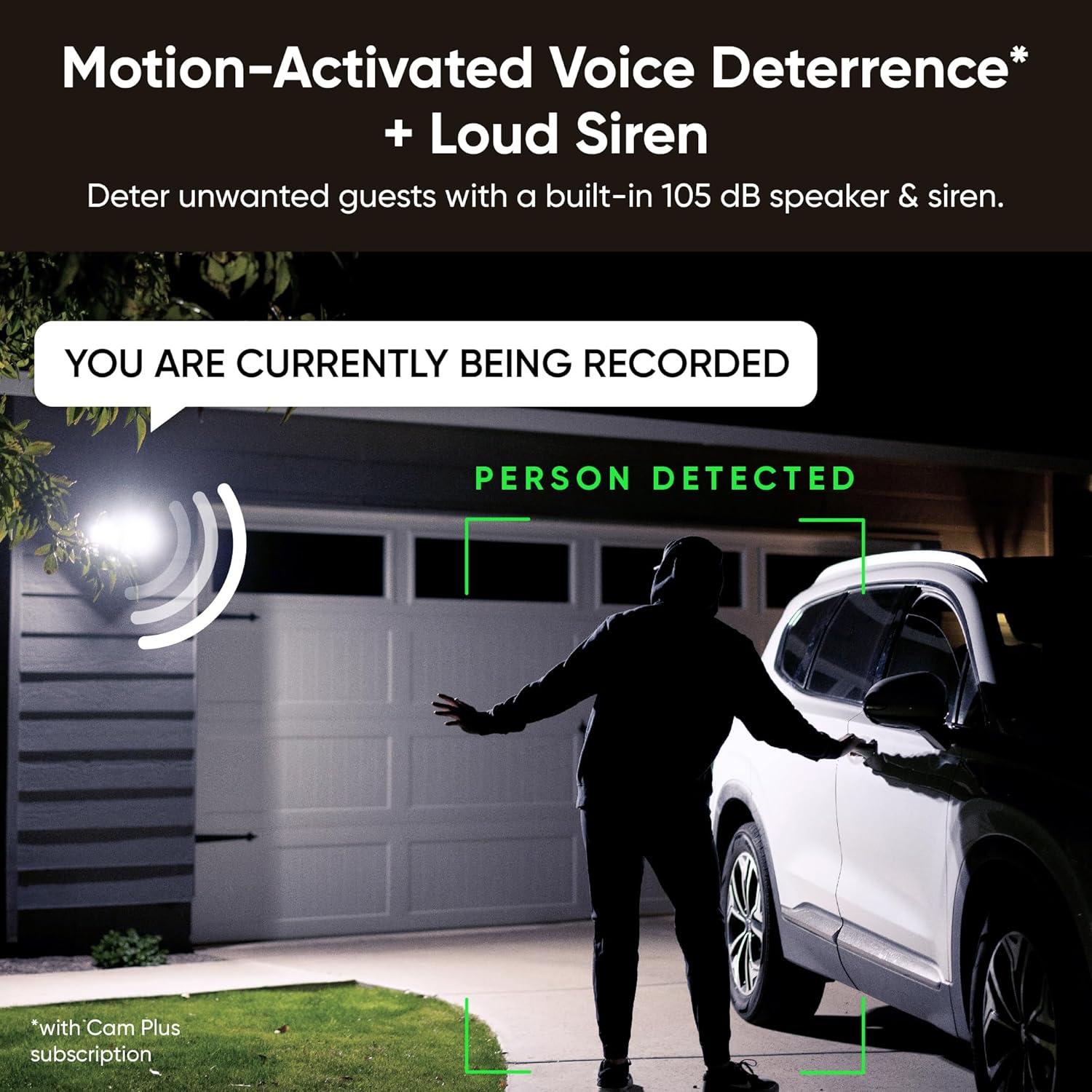 imageWYZE Floodlight Camera v2 Security Camera Outdoor 2K HD with Color Night Vision 2800Lumen LEDs 160 Wide View 105dB Siren Works with Alexa amp Google Assistant Wired Free Expert SupportBlack