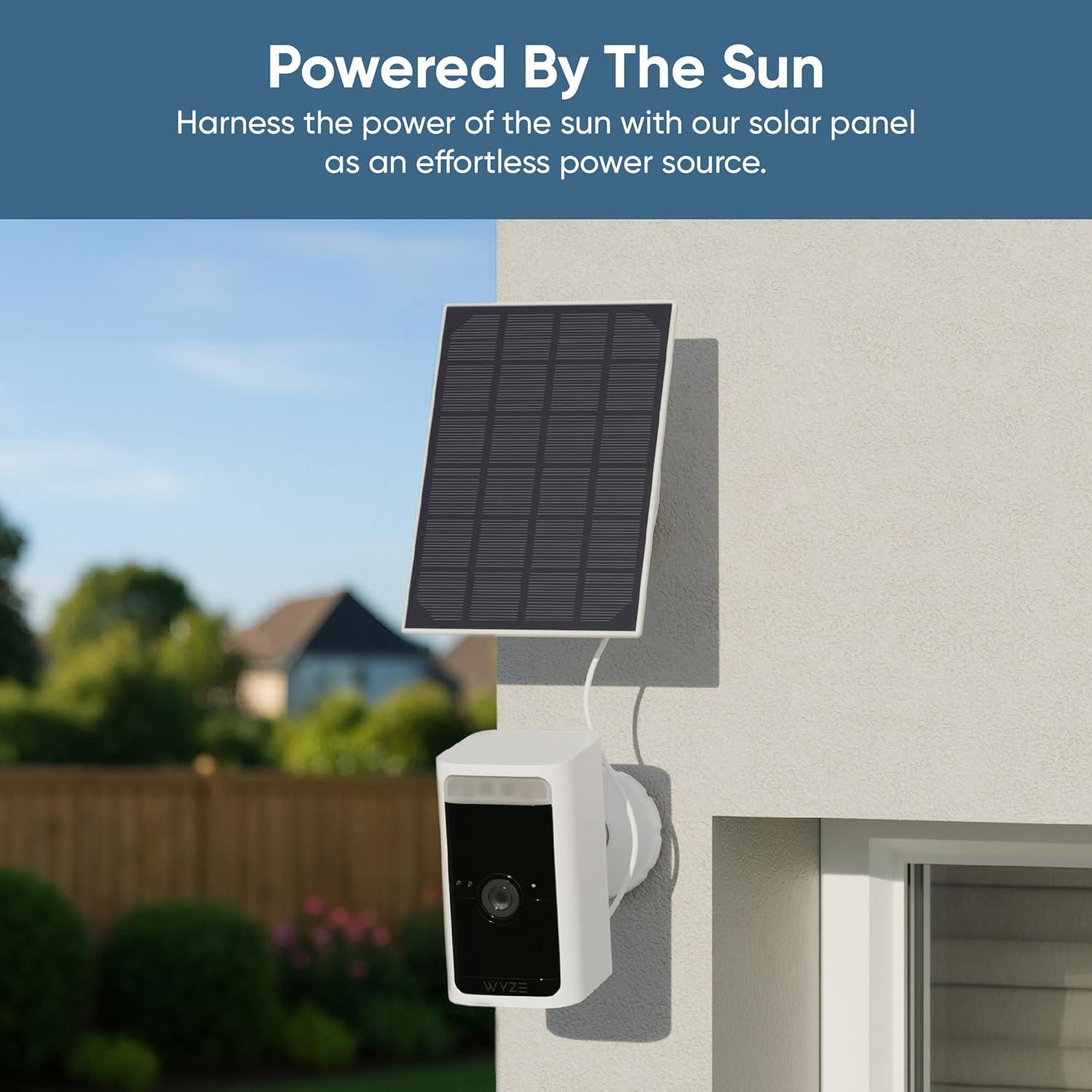 imageWYZE Wireless OutdoorIndoor Battery Security Camera 25K HDR Color Night Vision Motion Detection SpotlightampSiren 2Way Audio AlexaampGoogle Assistant Compatible Solar Panel for Solar ChargingBlack