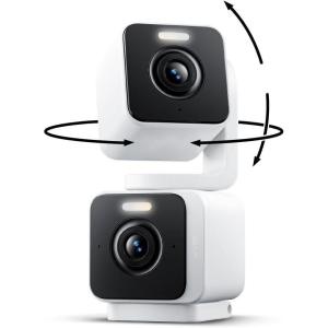 WYZE Duo Cam Pan Indoor/Outdoor IP65 2K 360° Pan/Tilt Smart Home Security Camera with Color Night Vision, Compatible with Alexa & Google Assistant, White(Duo Pan Smart Camera)