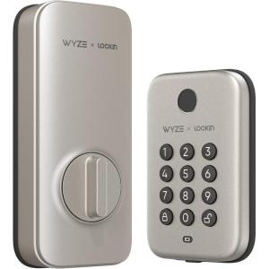 Wyze Auto-Lock Bolt, Fingerprint Keyless Entry Door Smart Bluetooth Deadbolt Replacement, Backlit Keypad, IPX5 Weatherproof, in-App History and Scheduled Access, BHMA, UL 20-Min Fire Rated(Satin Nickel)