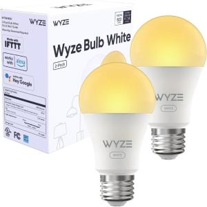Wyze Bulb White, 800 Lumen, 90+CRI WiFi Tunable-White A19 Smart Light Bulb, Compatible with Alexa and Google Assistant, Two-Pack