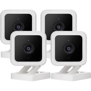 Cam v3 Security Camera, 1080p Color Night Vision Motion & Sound Detection Indoor/Outdoor Home Security Camera, Compatible with Alexa & Google, 4-Pack (Renewed)