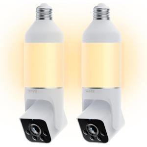 WYZE Bulb Cam Security Camera, 2K HD Outdoor Light Bulb Camera, Color Night Vision, Dimmable LED Bulb, Motion Detection, Siren Alarm, Works w/Alexa/Google Assistant (2 Pack)(2 PACK)