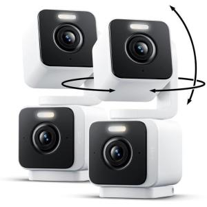 WYZE Duo Cam Pan 2 Pack, Indoor/Outdoor IP65 2K 360° Pan/Tilt Smart Home Security Camera with Color Night Vision, Compatible with Alexa & Google Assistant, White
